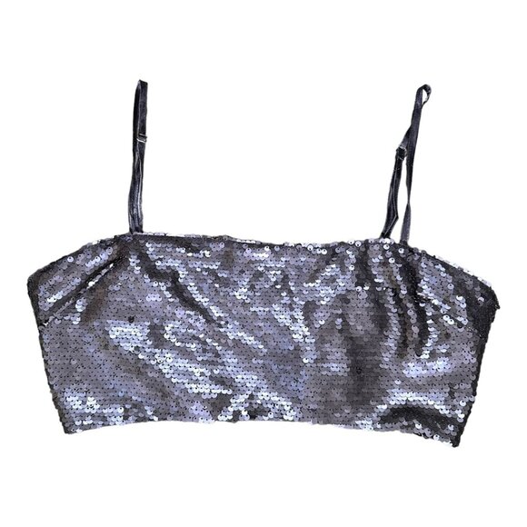 Meek Sequined Crop Top Navy Blue Size M - Picture 3 of 8